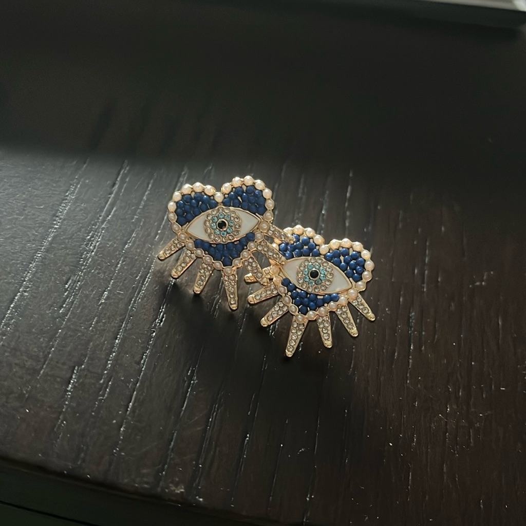 Eye Candy Evil Eye Crystal Earrings-New